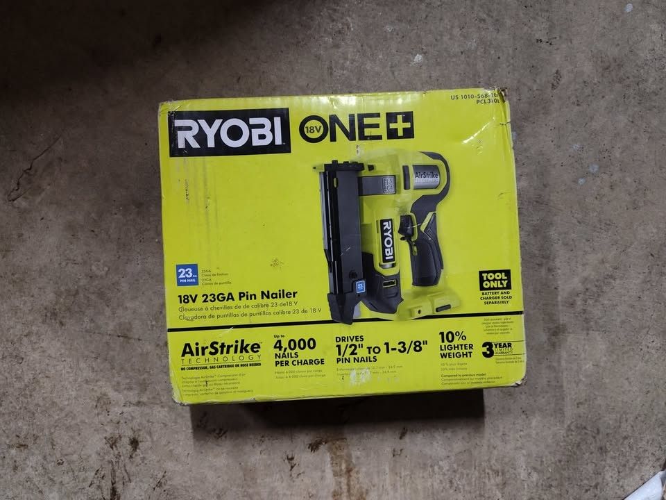 NEW RYOBI PCL310B ONE+ 18V Cordless Airstrike 23-Gauge Pin Nailer (Tool Only)