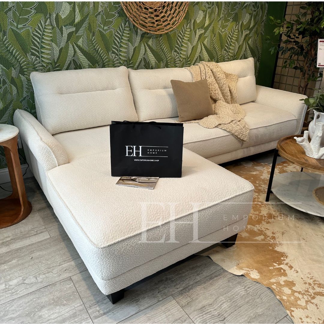 Caspian Boucle Sofa Sectional White Or Grey 