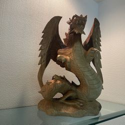 LARGE  16 “ Solid Genuine Teak Wood  Bali Indonesian Carved Dragon