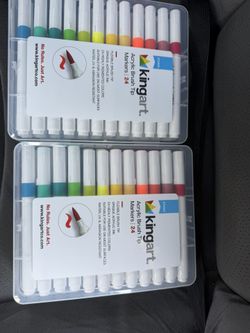 New acrylic paint markers king art, brush tip 24 colors set