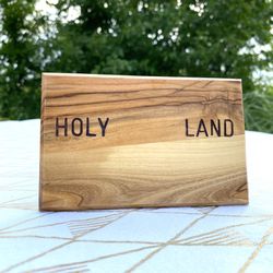 Holy Land Israel Plaque Wall Decor on Natural Wood