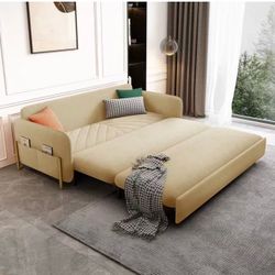 Sectional Sleep Sofa Pull Out Couch,Velvet Convertible for Home | DYPODTEN