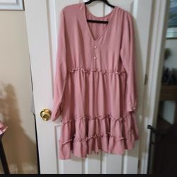 Dress Pink Pearl Buttons Med