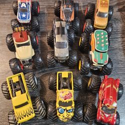 (9) Available  - Hot Wheels Monster Truck Marvel Iron Man Captain America Zombie Mohawk Warrior Titan