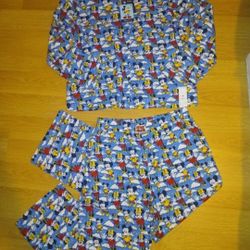 New Disney Mickey And Minnie Size Medium Pj Set