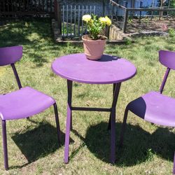 Outdoor Purple Two Seats And Table