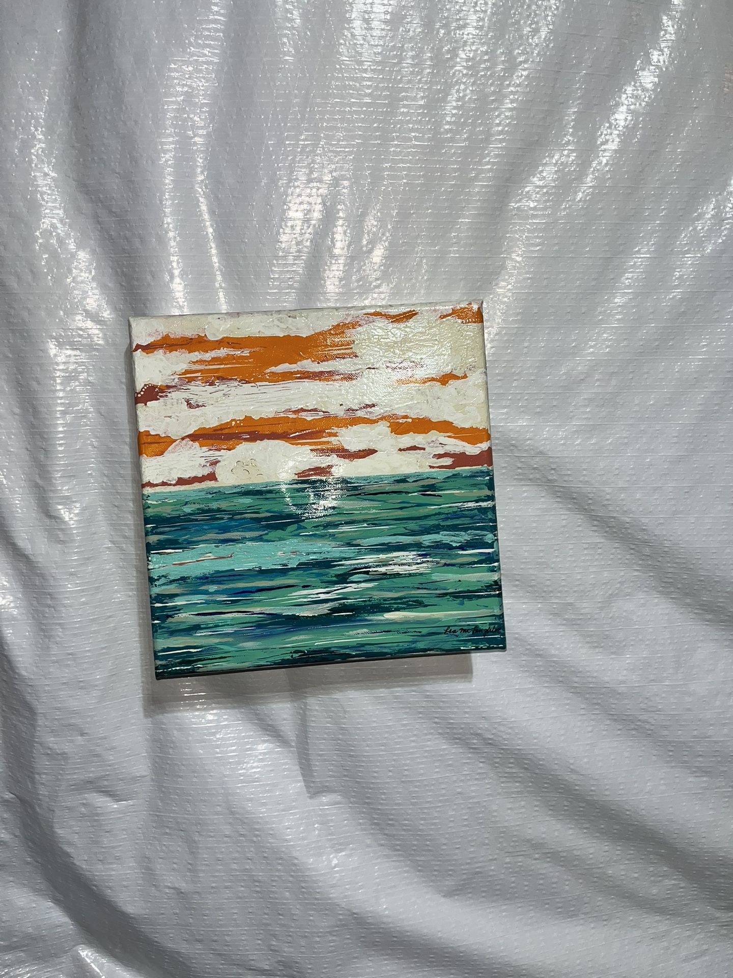 Modern Beach Acrylic Painting (12” x 12”)