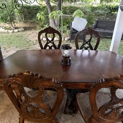 Wood Dining Table Set w/ 5 Chairs (Vintage Style)