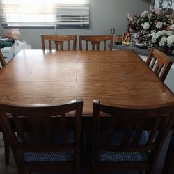 Extendable Wooden Table + 8 Chairs