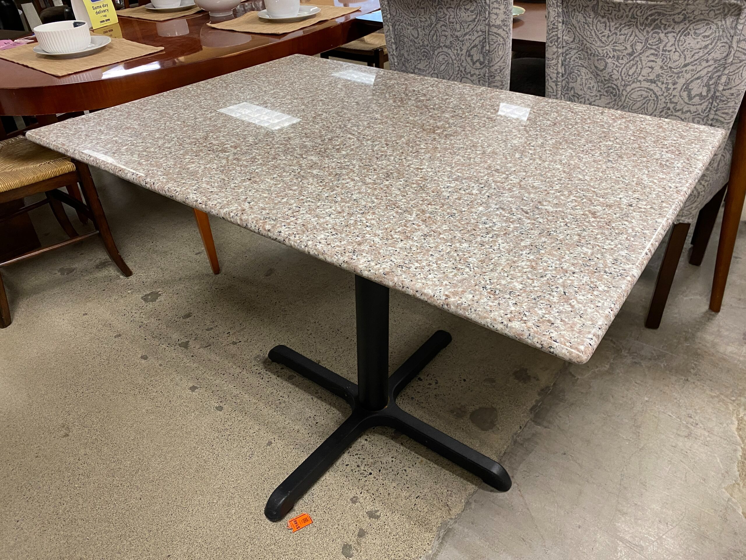 Light Grey Stone Top Rectangular Dining Table
