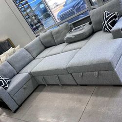 New 92x119x60 Sleeper Sectional Couch With Storage / Free Delivery 