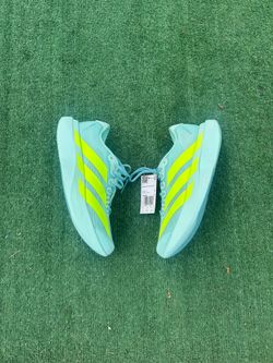 Size 8W / 7M - adidas Adizero Evo SL Flash Aqua Lucid Lemon Running Shoes