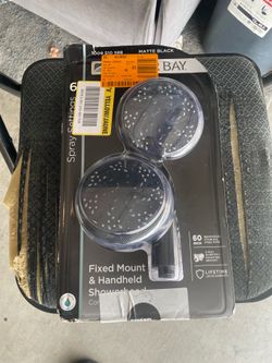 Glacier Bay 6 -Spray Patterns with 1.8 GPM 4.5 in. Wall Mount Dual Shower Heads in Matte Black