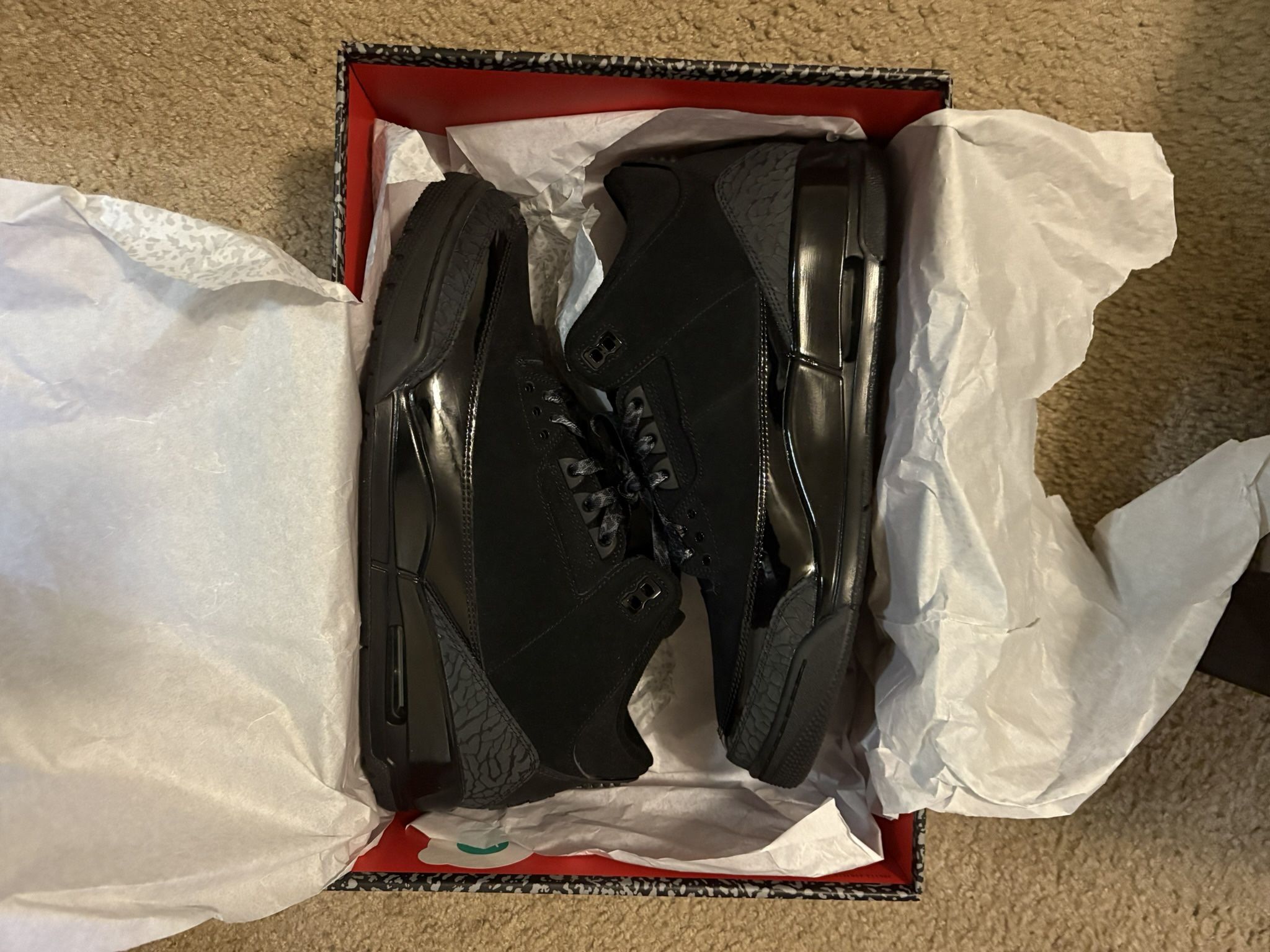 Air Jordan 3 BLACK CAT WORN 1x Size 11.5