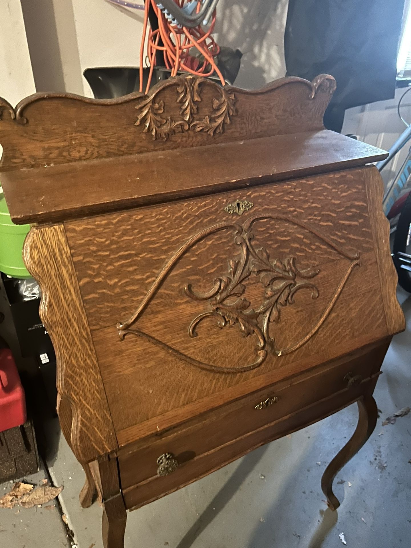 Antique oak slant secretary desk i’ve 80 years old