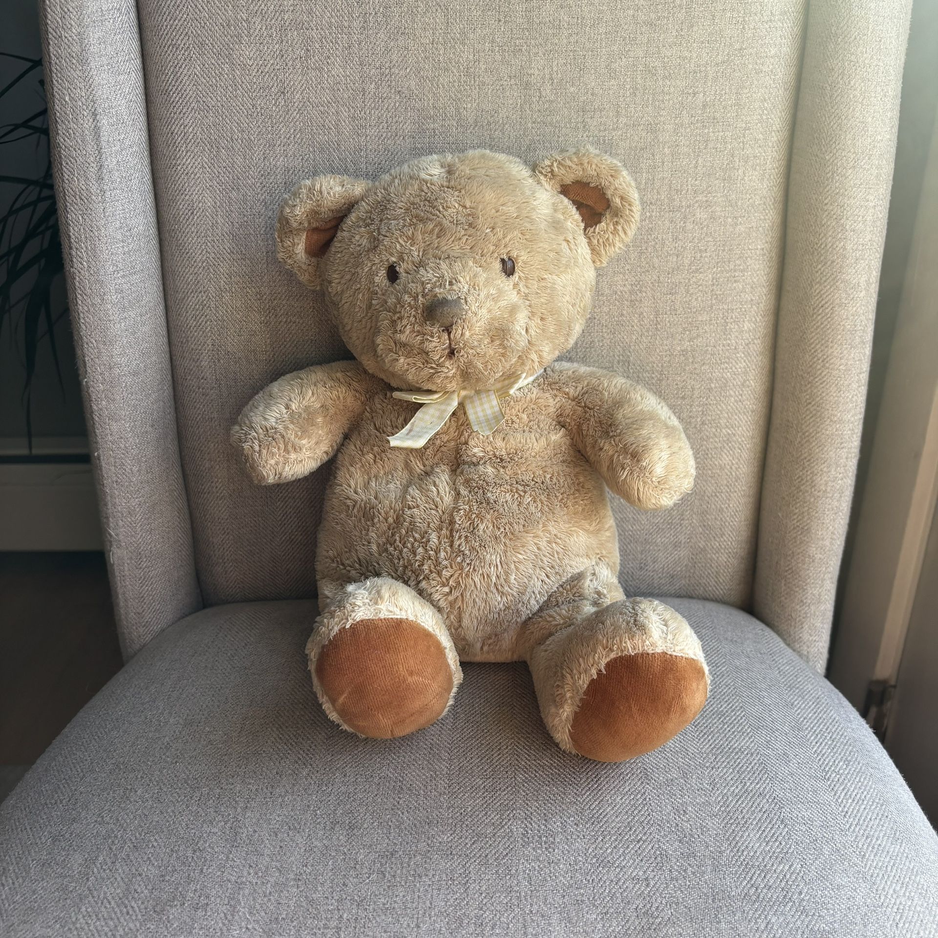 Soft Tan Teddy Bear Plush – 10” – Gently Used