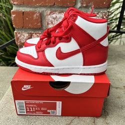 Nike Dunk High Red & White Size 11.5 PS (little Kids)