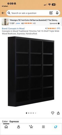 Triple Wide Bookcase