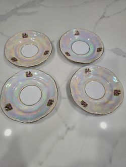 Vintage Chodziez Poland Iridescent Lusterware Saucers - Set of 4