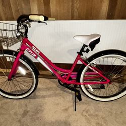 Women’s Sun Cruz Beach Cruiser Bike With Basket 