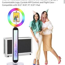 Portable Photo Booth Machine for Pad Tablets with Ring Light Custom Logo, APP & Remote Control for Parties and Wedding, Eve