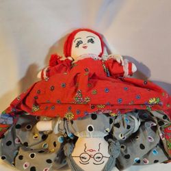 Topsy Turvy Flip Doll Little Red Riding Hood Grandmother Wolf 3 Dolls In One Excellent Thick Vintage Condition The Topsy Turvy Flip Doll is a vintage 