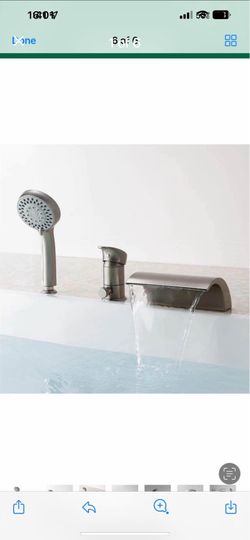 Bathroom Waterfall Roman Tub Filler Faucets Handshower Valve Set (Brushed Nickel)  Sh1