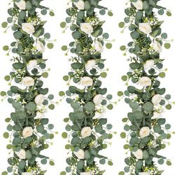 White & Red roses + eucalyptus bundles - never used