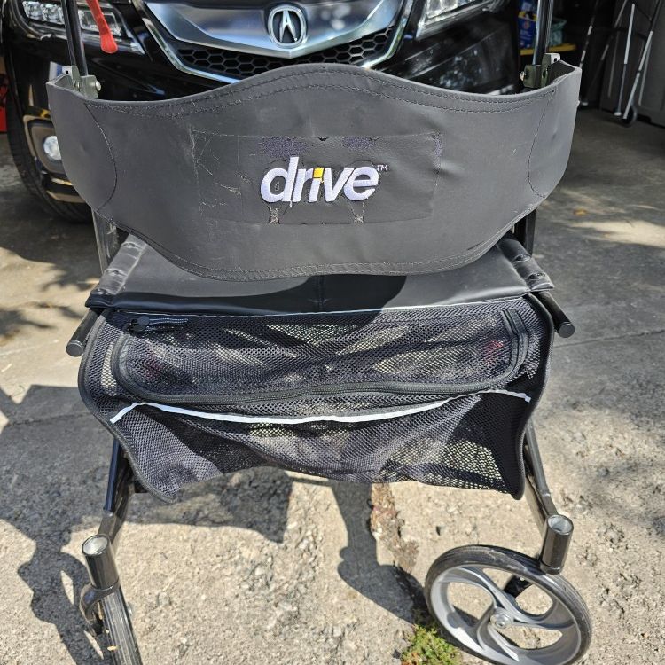 Drive Nitro Aluminum 4 Walker Seated Chair With Storage Bag