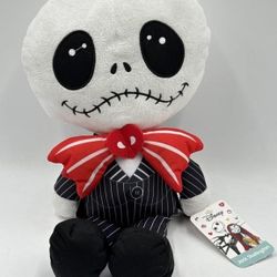 Nightmare Before Christmas 14" Jack Skellington Valentine Plush Doll Red Bow Tie
