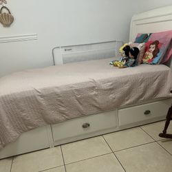 Wood Twin Bed With Mattress 