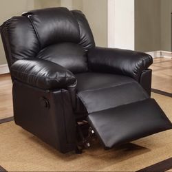 NEW BLACK LEATHER RECLINING CHAIR
