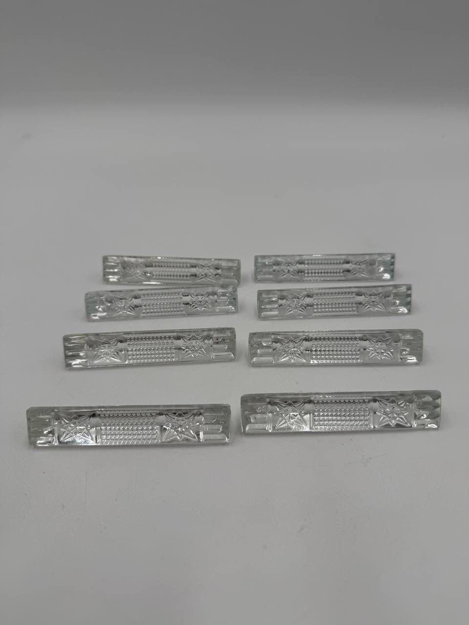 VINTAGE CRYSTAL KNIFE RESTS SET OF 8 DIAMOND PATTERN Holiday 
