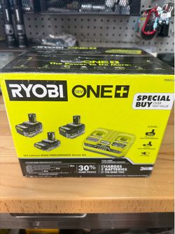 Ryobi ONE+ HP 18V (2) 4Ah Batteries + (1) 2Ah Battery + Dual-Port Charger PSK023