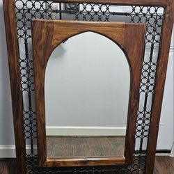 Mirror Framed In Iron And Wood