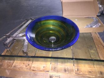 Bathroom wall mounted glass sink
