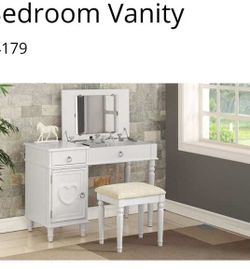 BRAND NEW VANITY SET WITH STOOL ALL BRAND NEW FURNITURE IN THE BOX .. 0