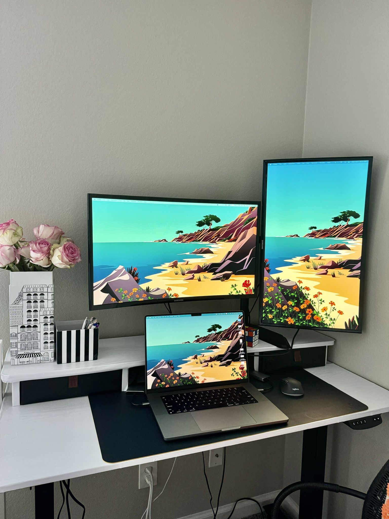 2 Samsung Curved Monitors 27 Inch And Vivo Stand