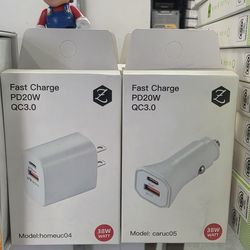 Cargadores tipo c y usb de casa y para carros