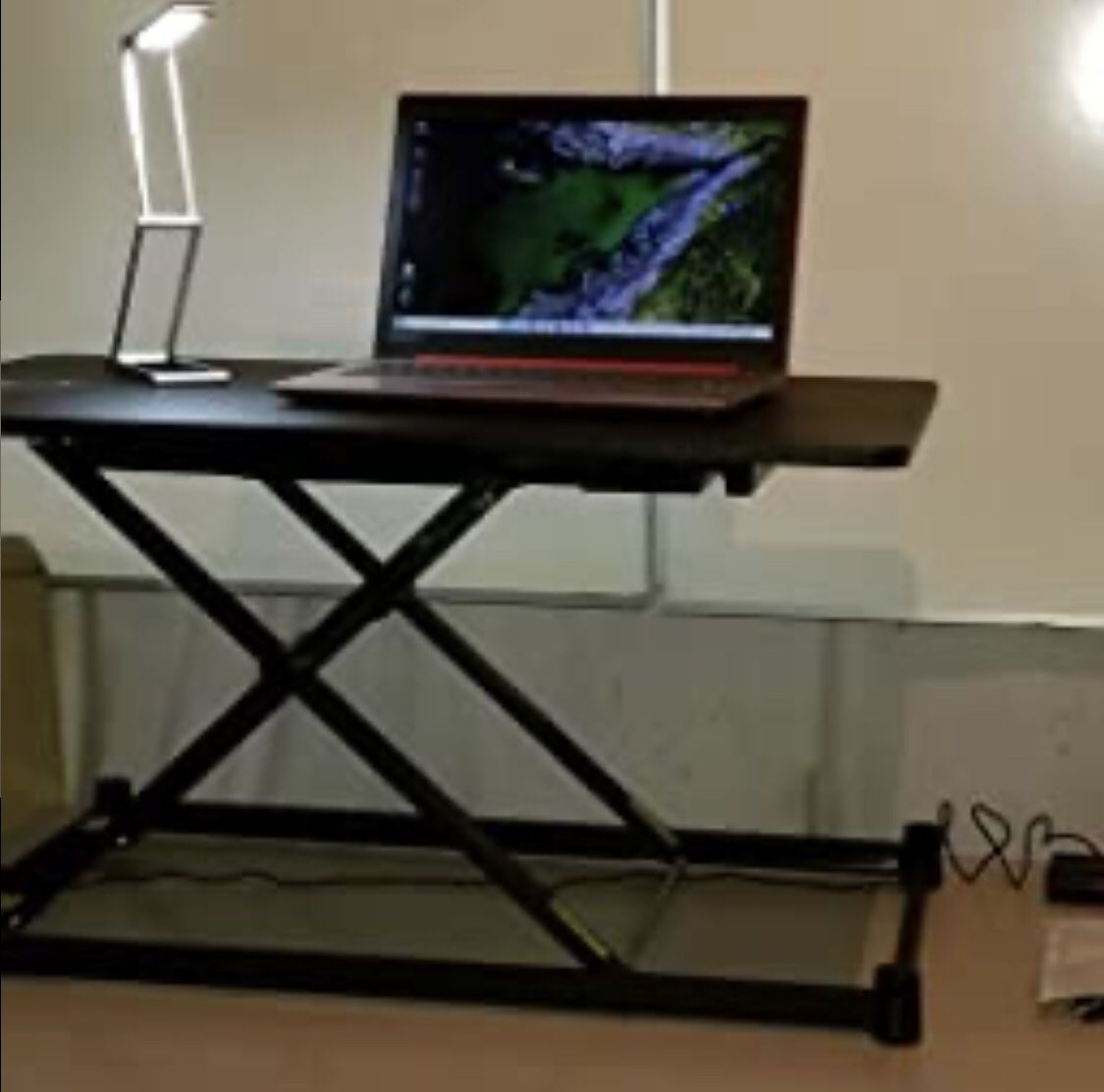 Electric Standing Desk Converter with Wireless Charging and 2 USB Ports, 34'' Height Adjustable Desk Converter with Height Memory Controller and Child