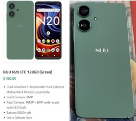 NUU N20 LTE 128GB Green GSM Unlocked T-Mobile/Metro PCS/Assurance Wireless/Mint Mobile/Boost Mobile/Simple Mobile/Lycamobile