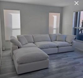 Cloud Nixon Sofa Dupe Sectional Couch 4 Segments Feathers Cushions Performance Fabric Washable 