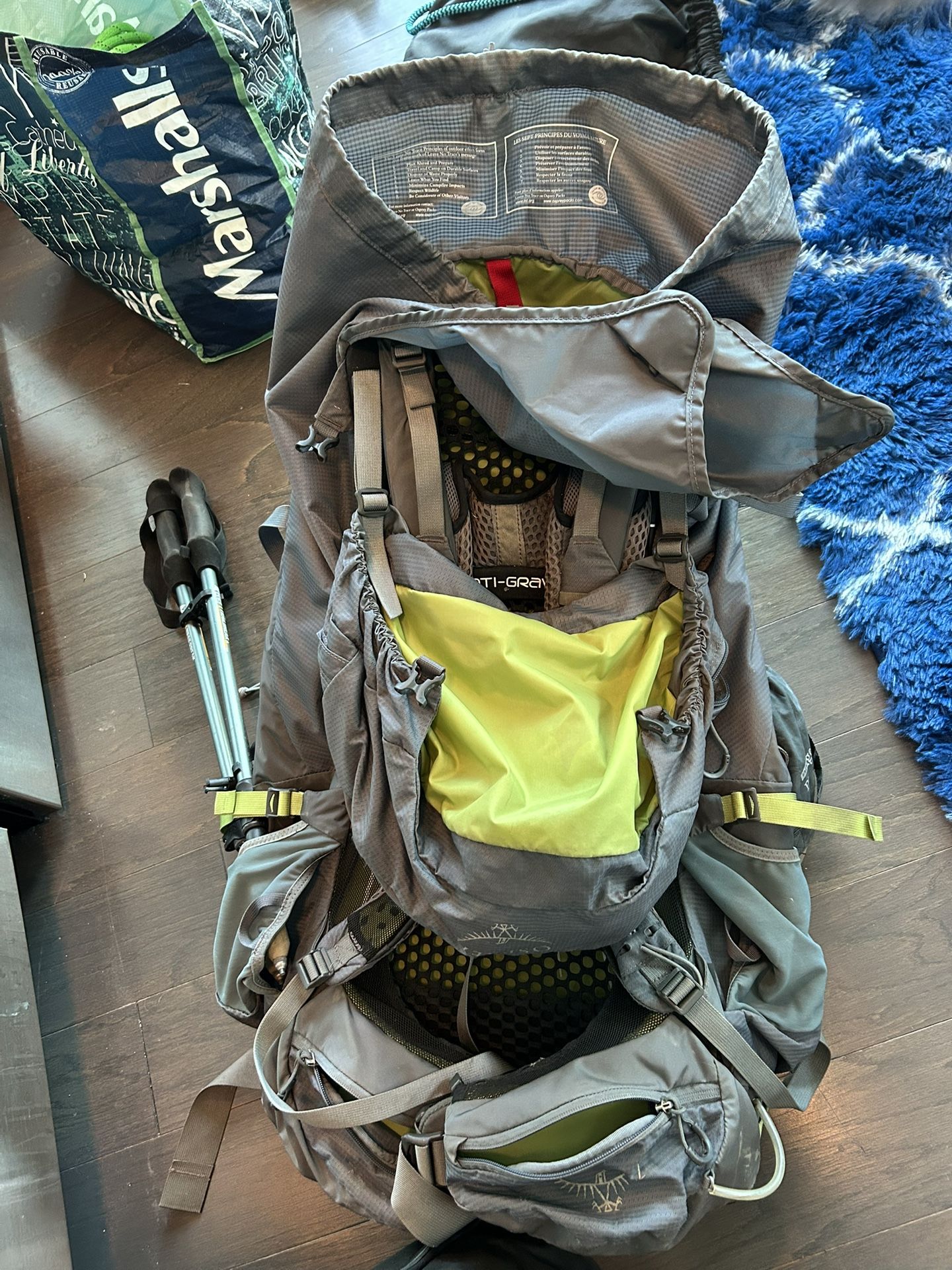 Osprey Atmos AG 65 Men's Backpacking Backpack, Hiking Poles