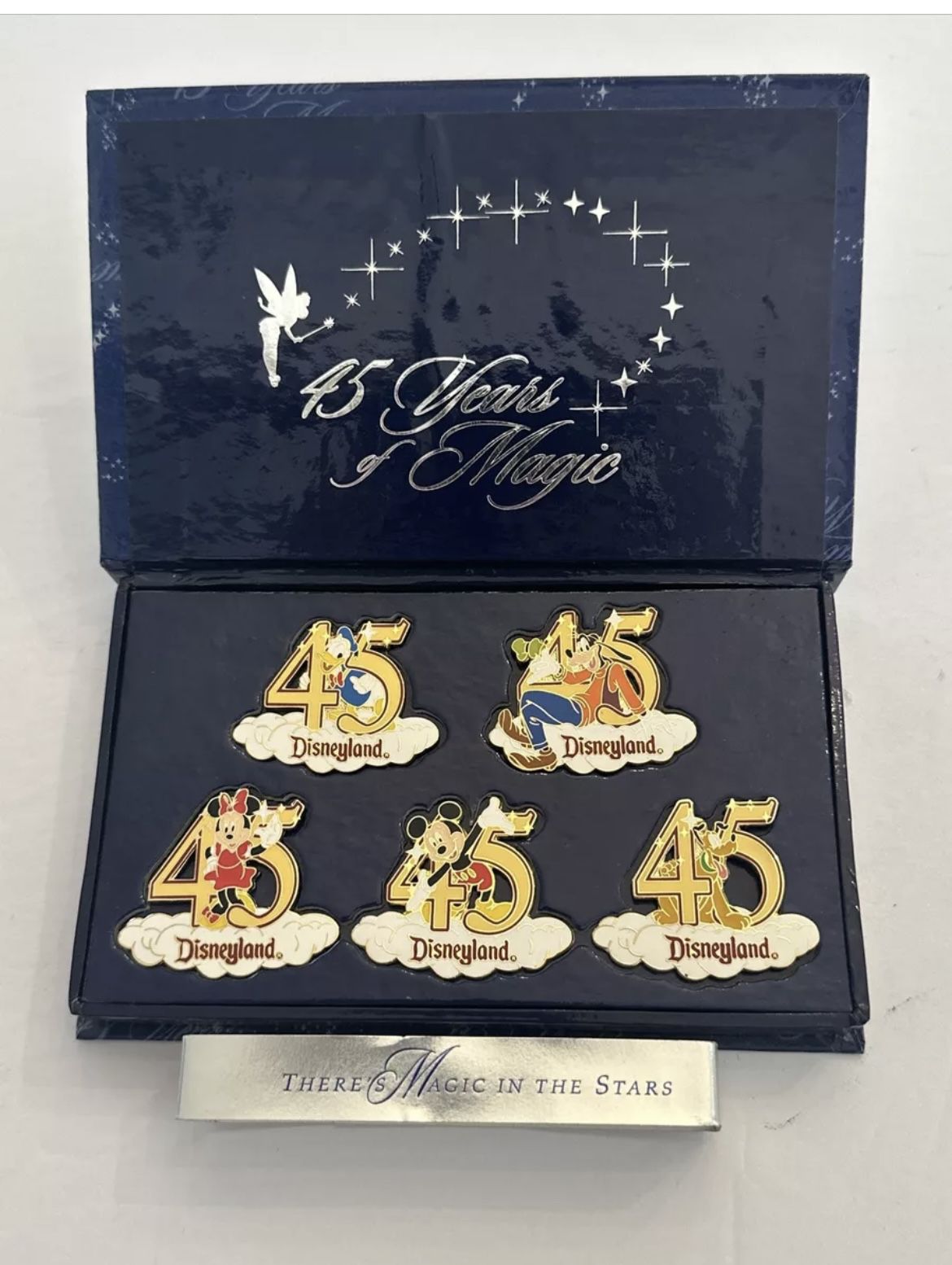 Disneyland DCA 45th Anniversary 5 Pin Boxed Set 45 Years of Magic FAB 5
