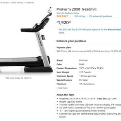 ProForm 2000 treadmill - like new condition