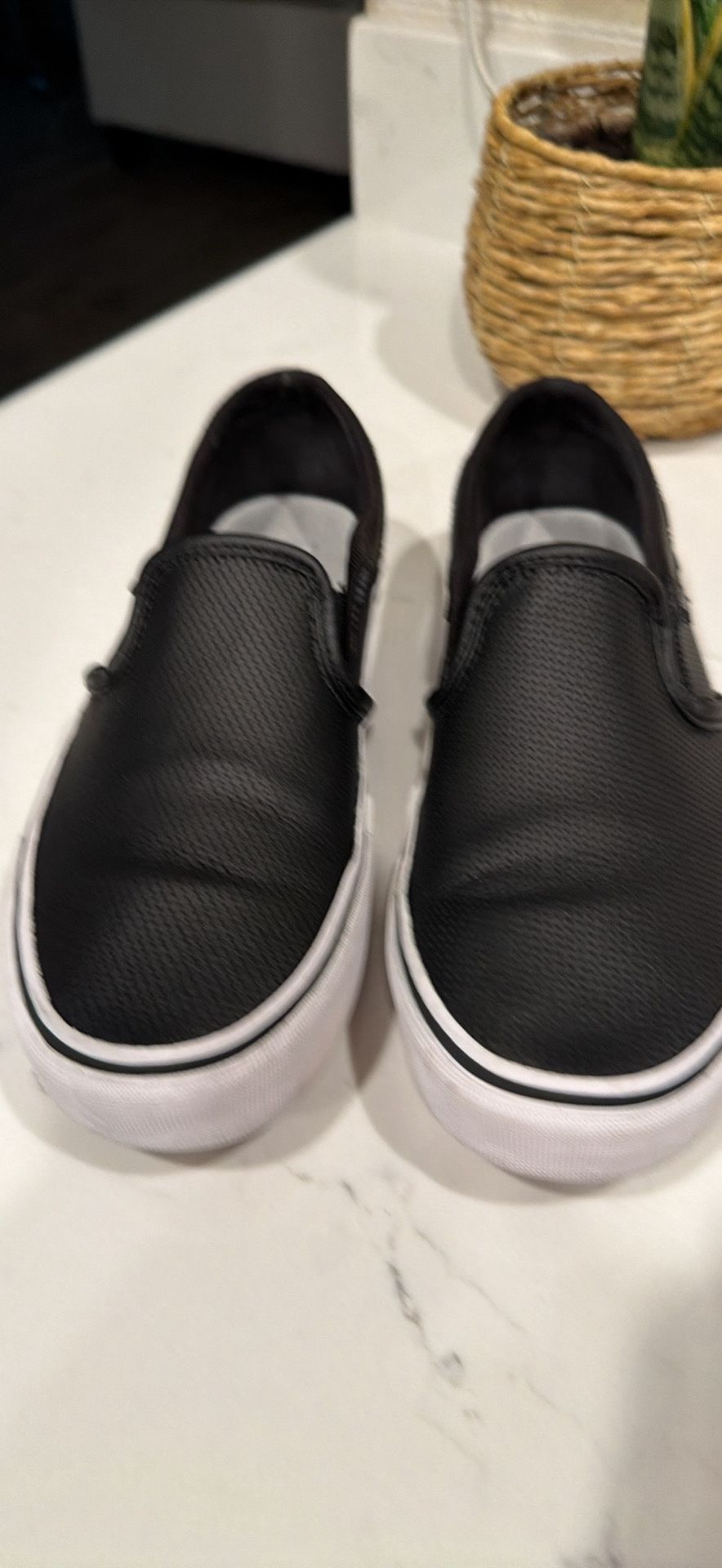Black Leather Vans  Woman’s 