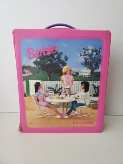 Vintage 1998 Mattel Barbie Trunk Fold-Out Wardrobe Carrying Case Pink Vinyl Rare
