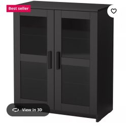 IKEA-BRIMNES Gray Cabinet with Door Glass