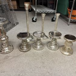 Silver Mercury Candle Holders. 8 Ct