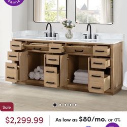 Gavino 84'' Double Bathroom Vanity with Engineered Stone Top